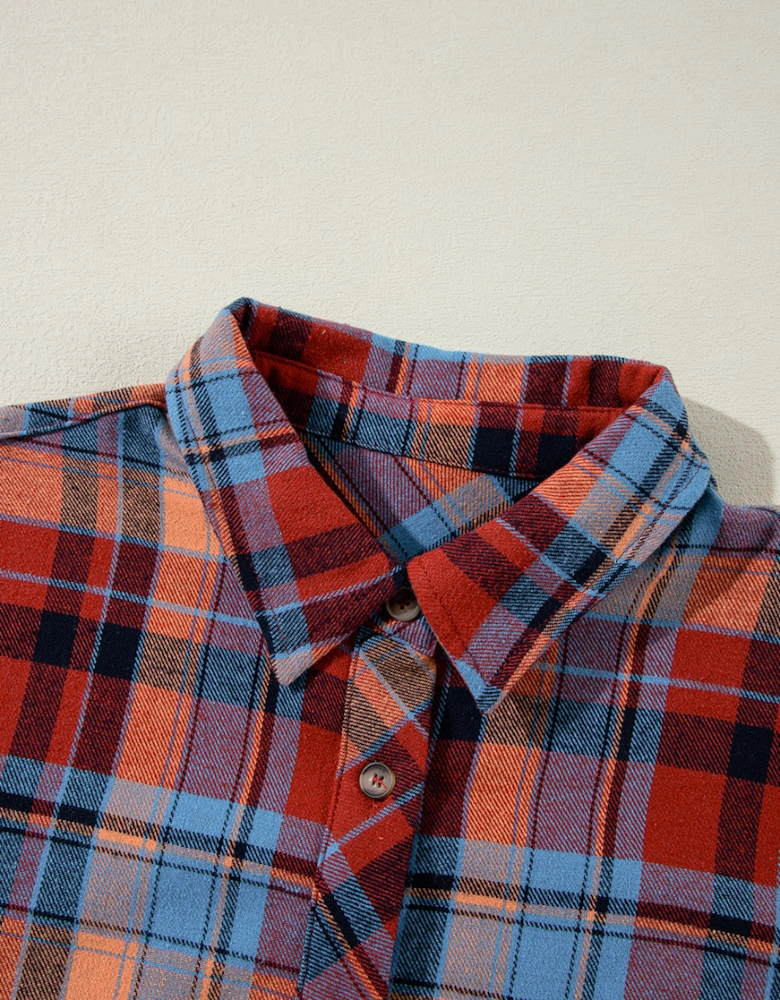 Red Plaid Print Loose Vintage Shirt