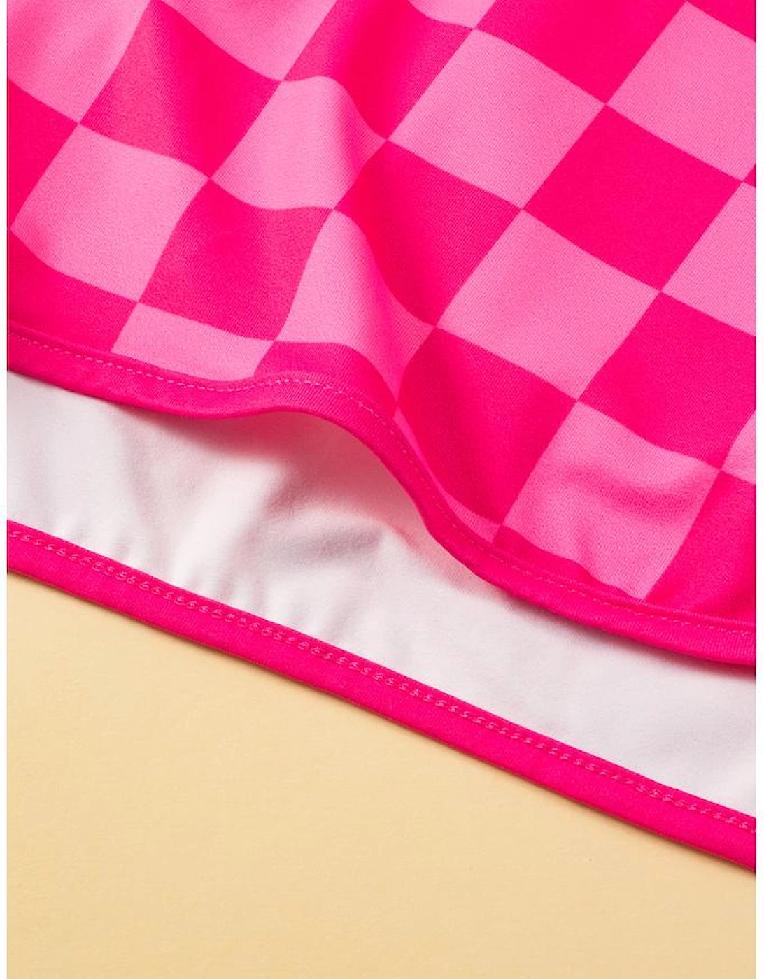 Rose Checkered Drawstring Elastic Waist Casual Shorts