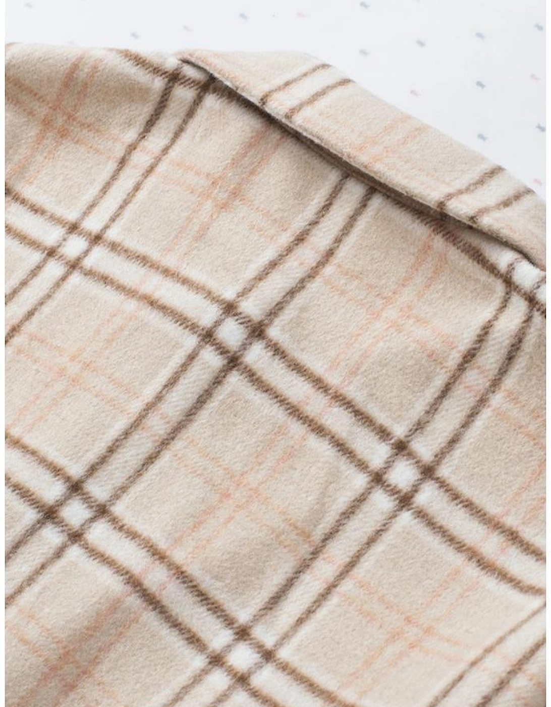 Orange Plaid Color Block Patchwork Shirt Jacket with Pocket