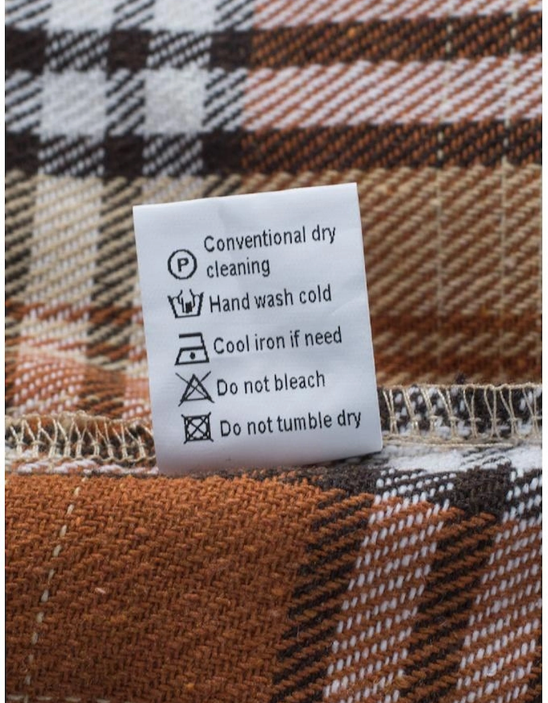 Orange Plaid Color Block Patchwork Shirt Jacket with Pocket