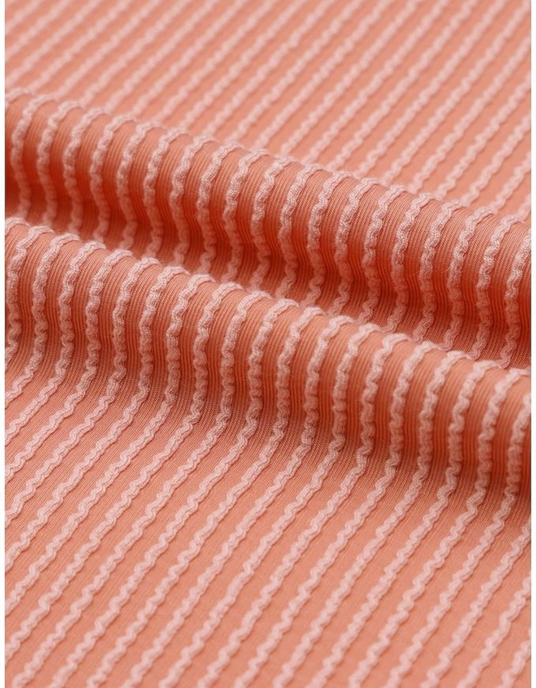 Red Color Block Long Sleeve Ribbed Loose Top