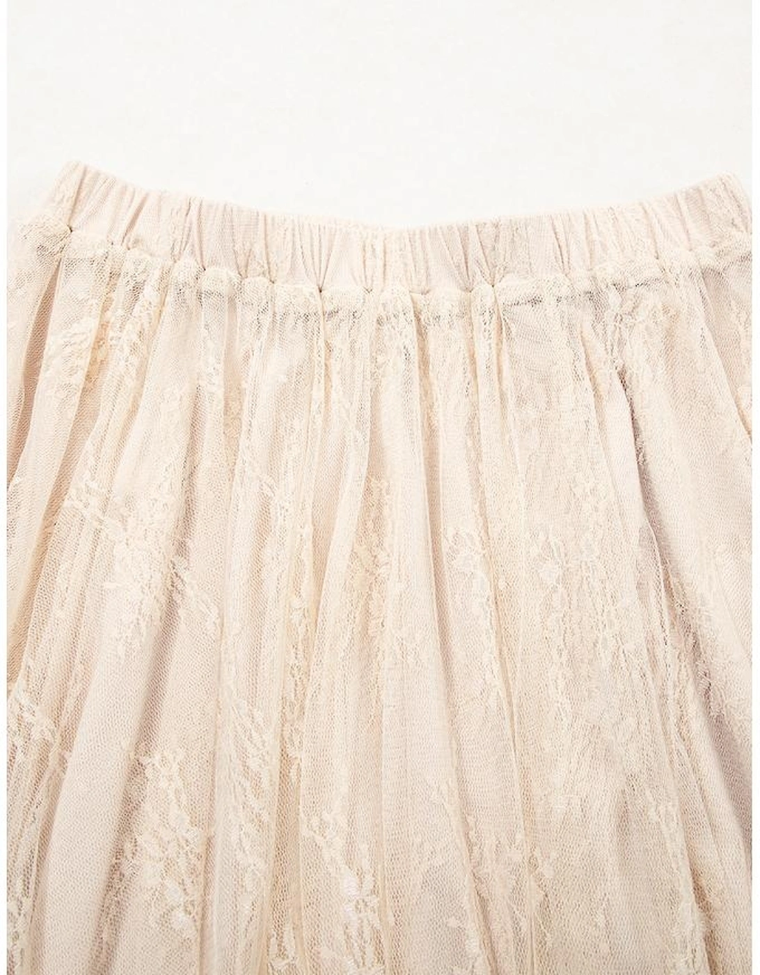 Apricot Lace Cascading Tiered High Waist Maxi Skirt