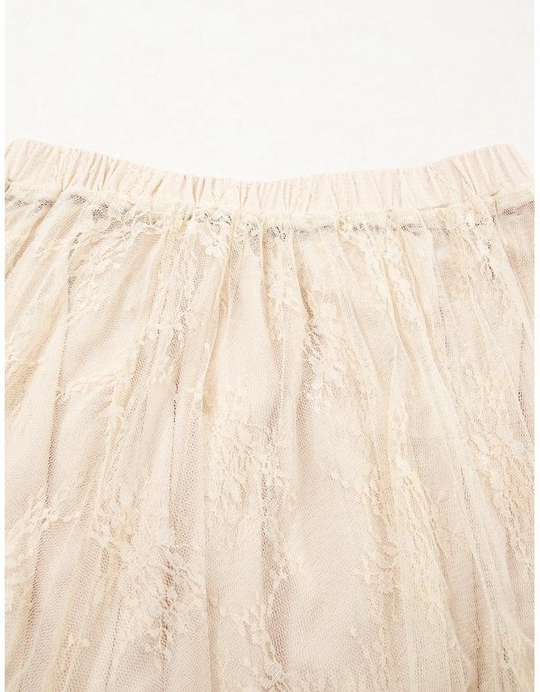 Apricot Lace Cascading Tiered High Waist Maxi Skirt