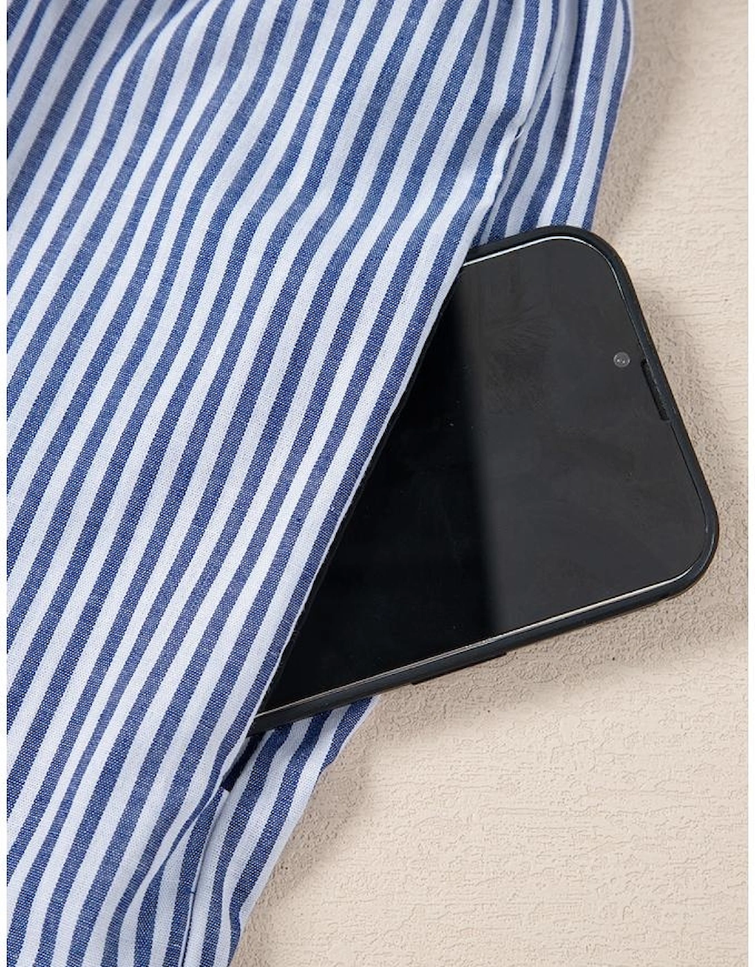 Blue Stripe Sleeveless Notched V Neck Contrast Ric Rac Mini Dress