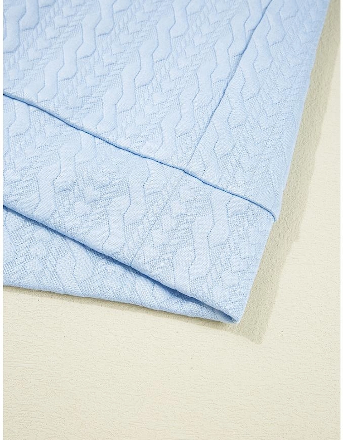 Beau Blue Contrast Trim Textured Crewneck Tee and Pocketed Skirt Set