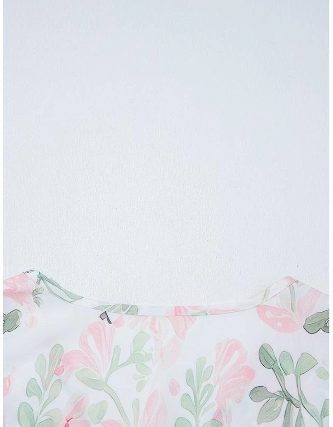 Pink Floral Puff Sleeve V Neck Tied Front Peplum Blouse