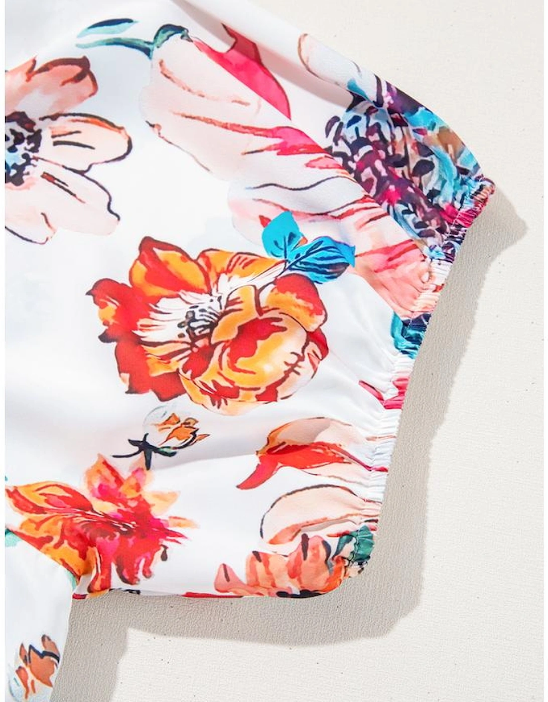 White Floral Square Neck Puff Sleeve Flowy Plus Size Midi Dress