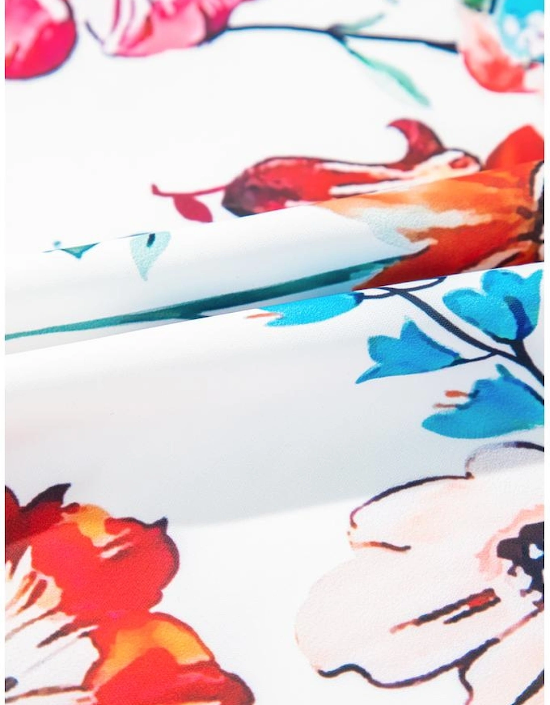 White Floral Square Neck Puff Sleeve Flowy Plus Size Midi Dress