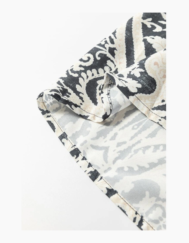 Azura Exchange Black Plus Size Geometric Ethnic Print Drawstring Wide Leg Pants