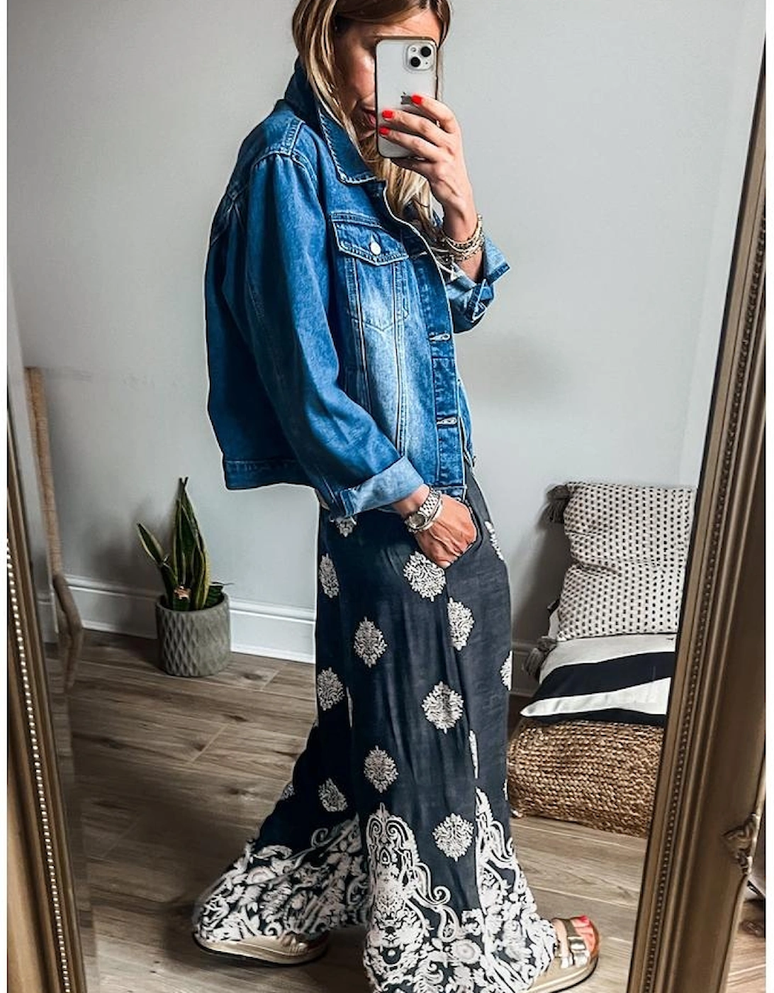 Azura Exchange Black Plus Size Geometric Ethnic Print Drawstring Wide Leg Pants