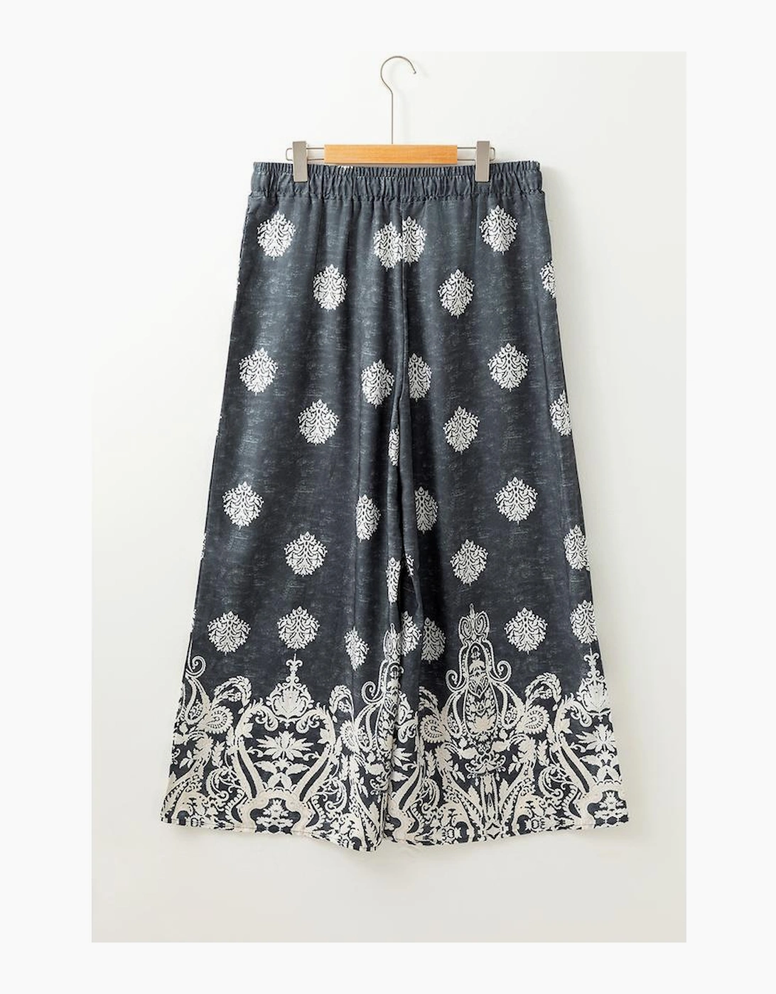 Azura Exchange Black Plus Size Geometric Ethnic Print Drawstring Wide Leg Pants