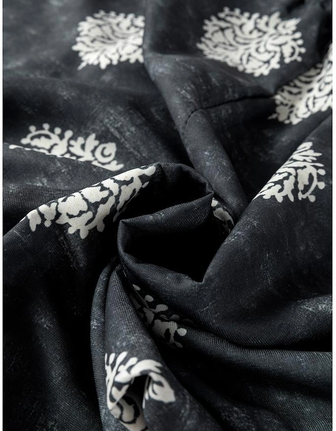 Azura Exchange Black Plus Size Geometric Ethnic Print Drawstring Wide Leg Pants