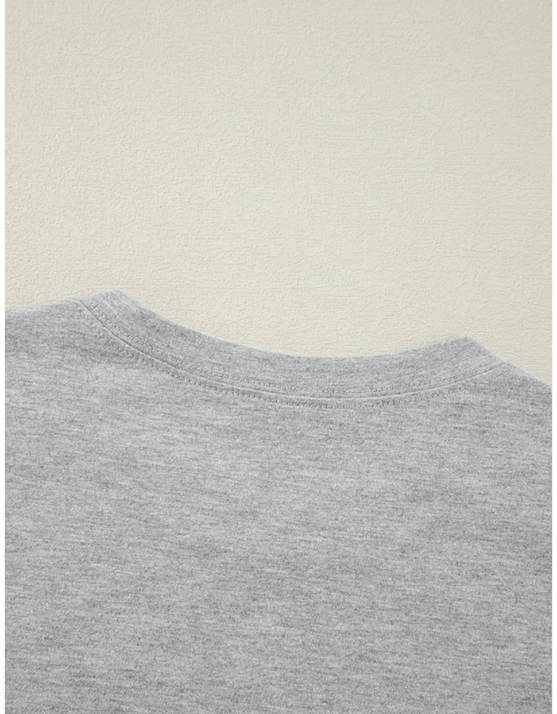 Gray Crew Neck Pleated Tank Top