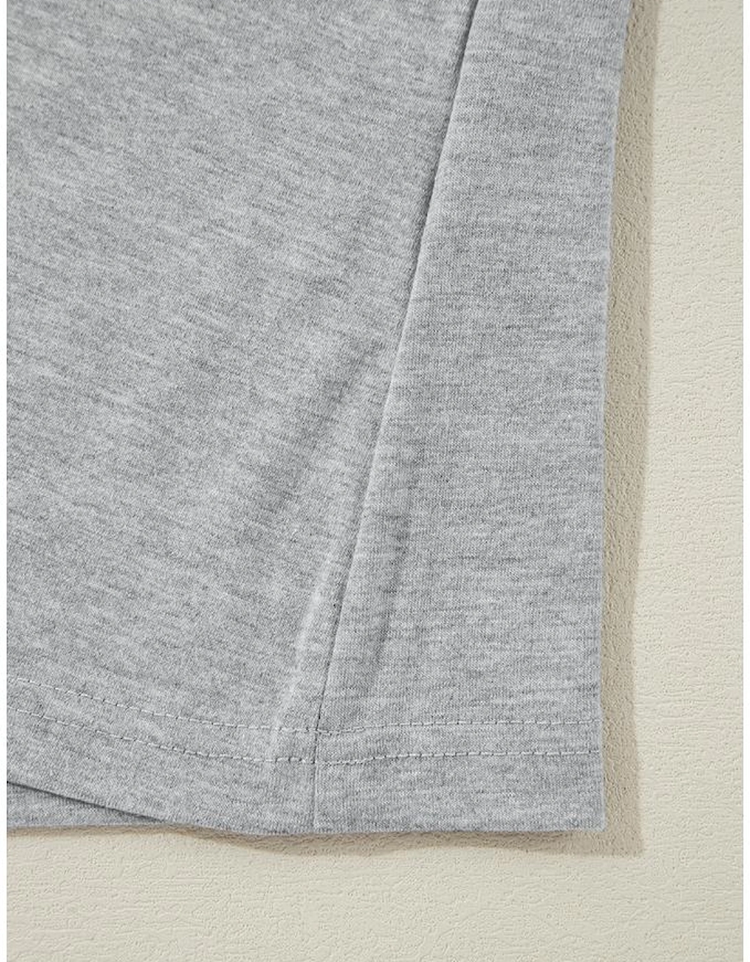 Gray Crew Neck Pleated Tank Top