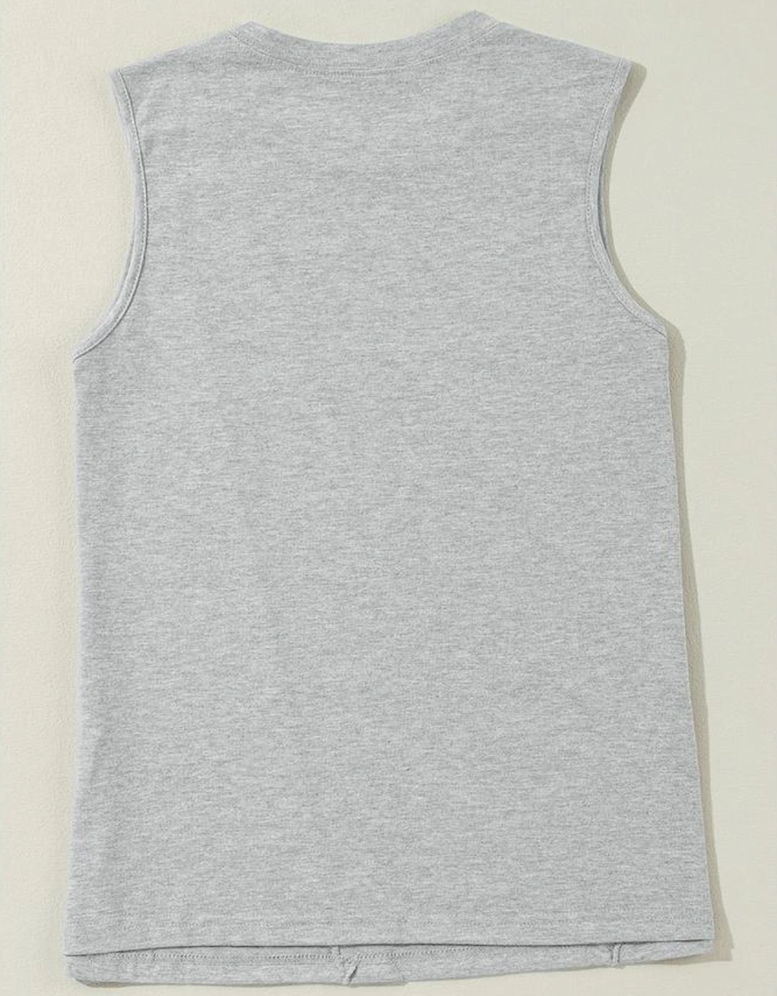 Gray Crew Neck Pleated Tank Top