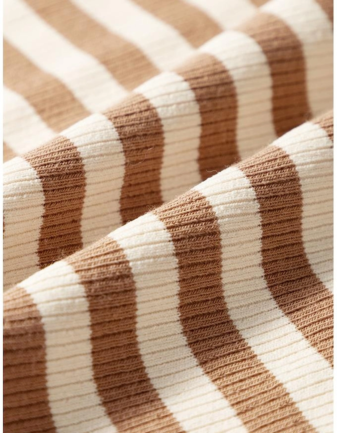 Khaki Stripe Exposed Seam Trim Round Neck Sleeveless Top