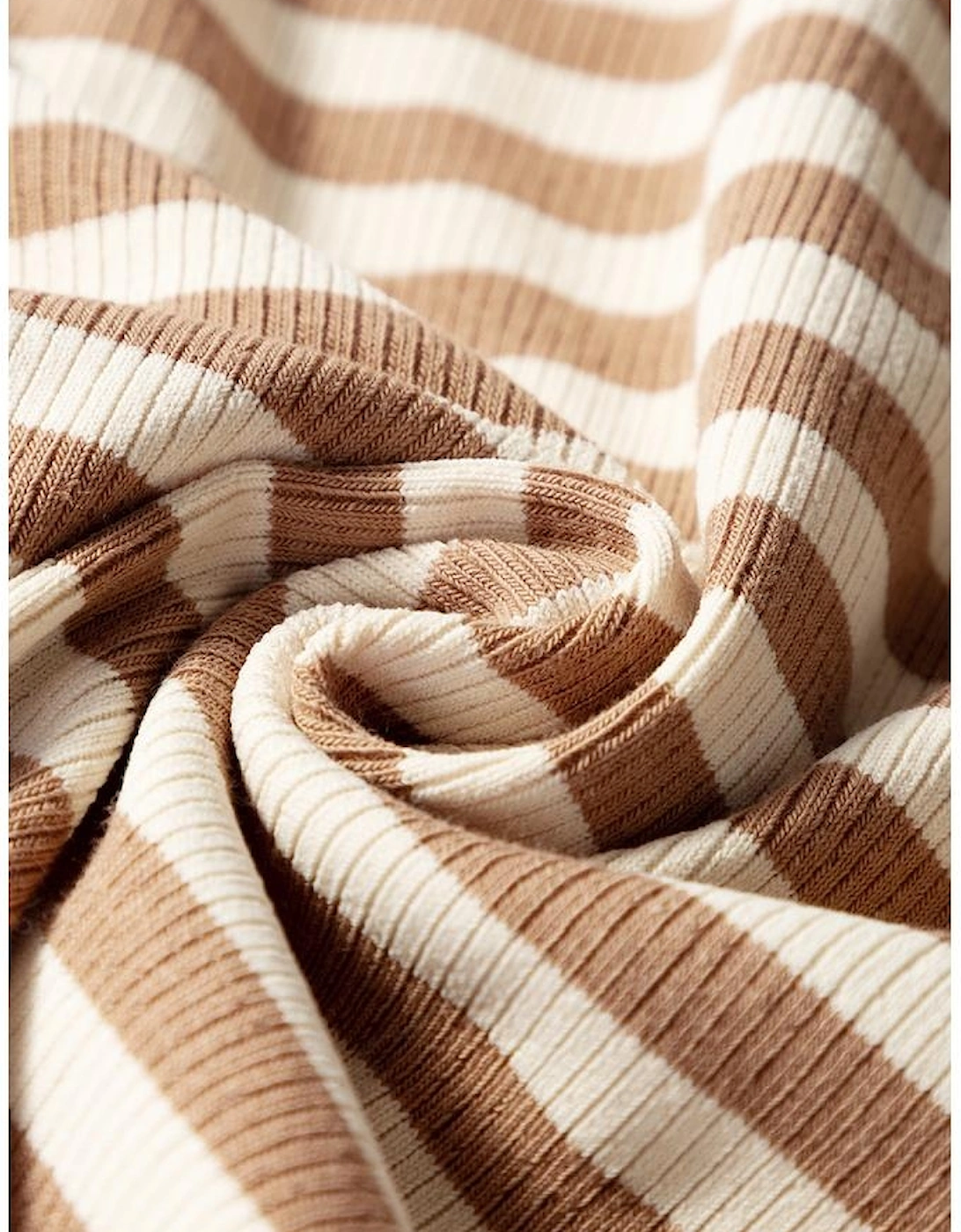 Khaki Stripe Exposed Seam Trim Round Neck Sleeveless Top