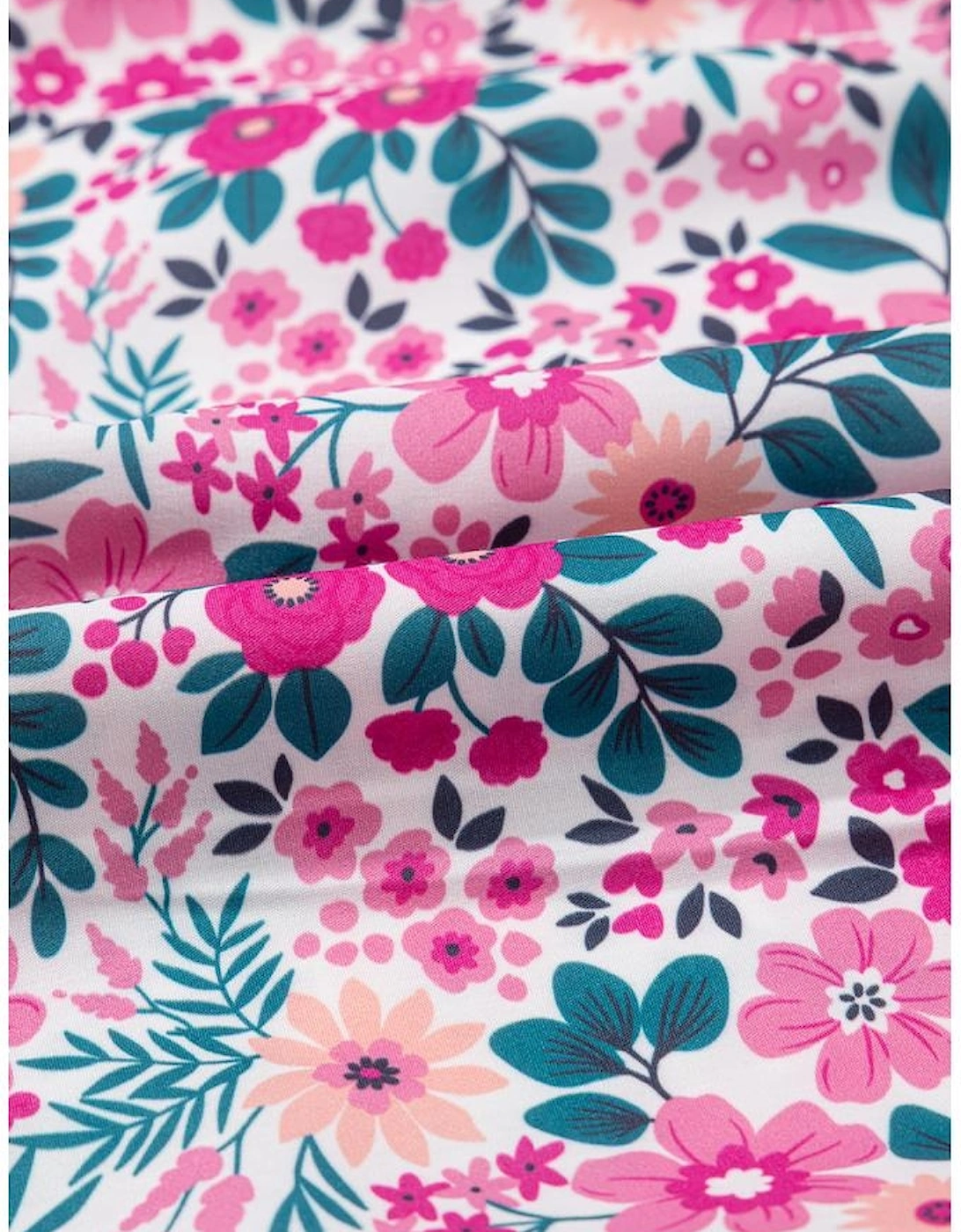 Pink Floral Collared Half Placket Short Sleeve Loose Dress