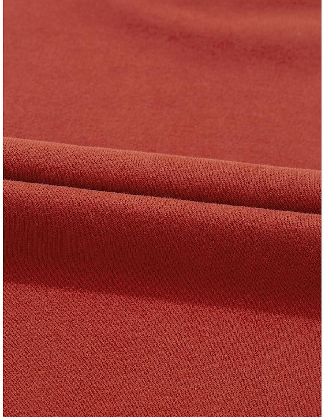 Red Clay Drop Shoulder Pocketed Baggy Drawstring Hoodie