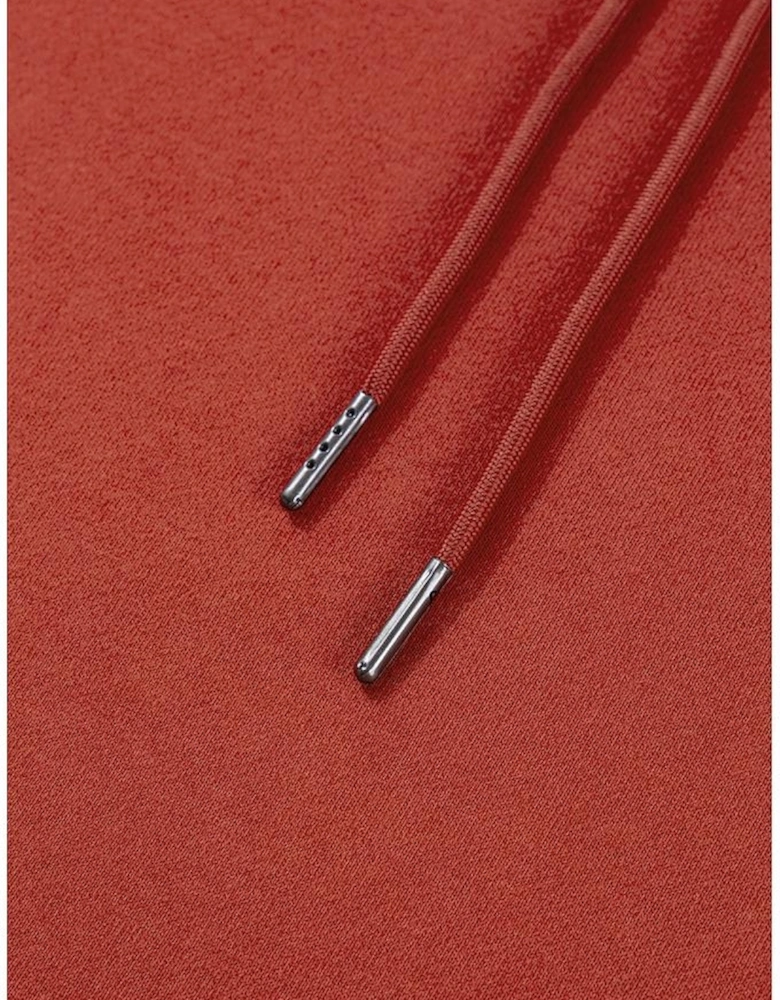 Red Clay Drop Shoulder Pocketed Baggy Drawstring Hoodie