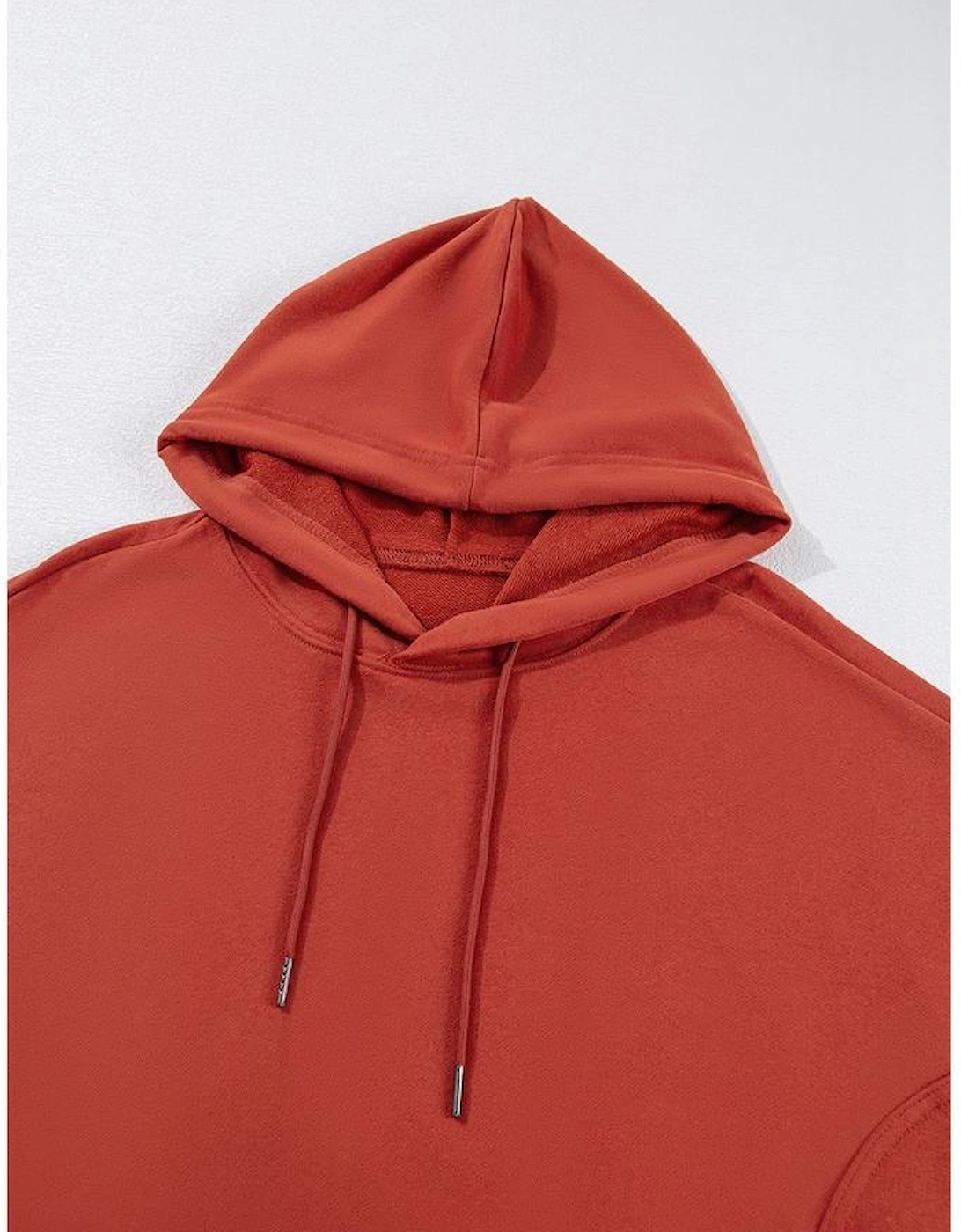 Red Clay Drop Shoulder Pocketed Baggy Drawstring Hoodie