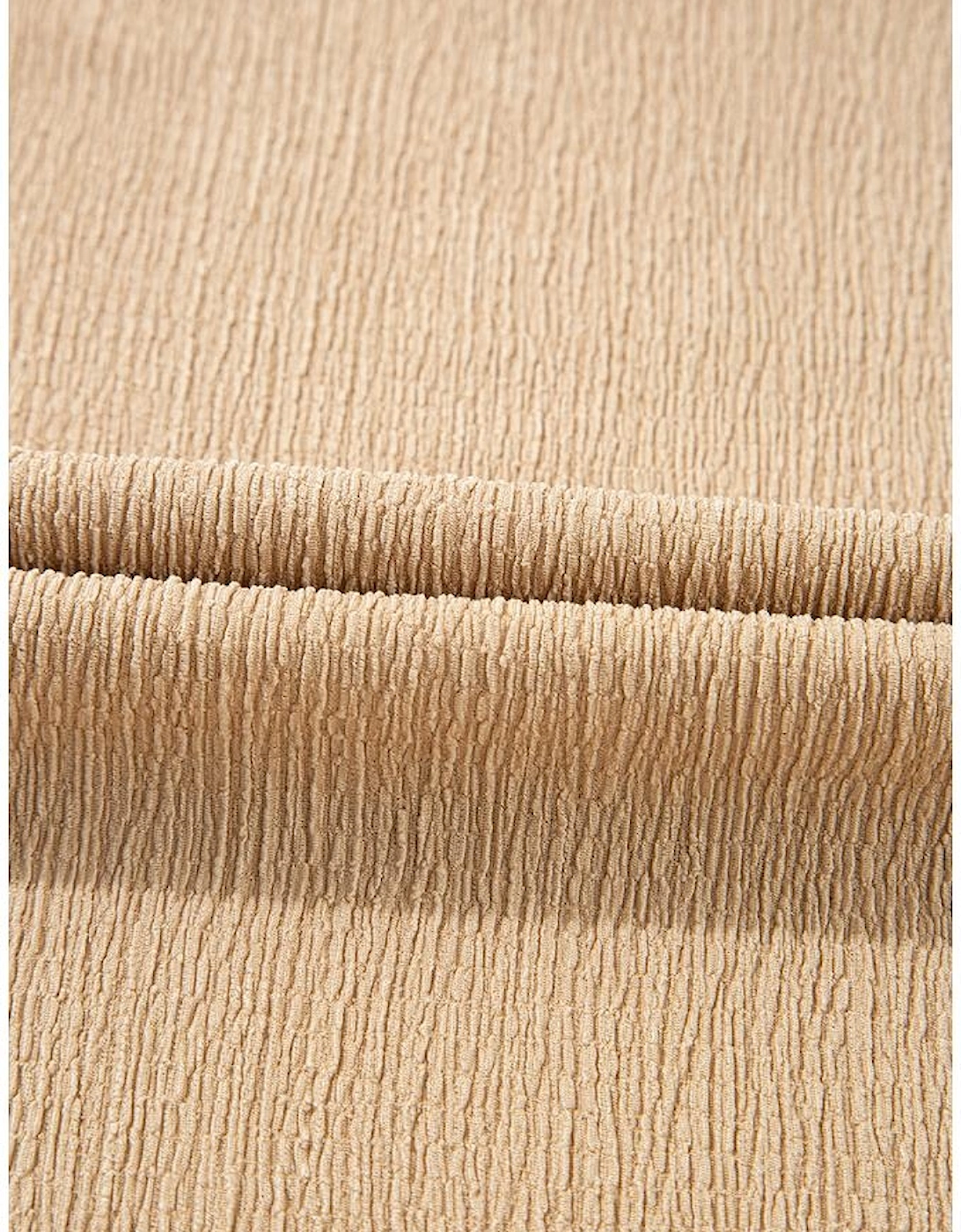 Smoke Gray Ruffled Tiered Sleeve Square Neck Textured Top