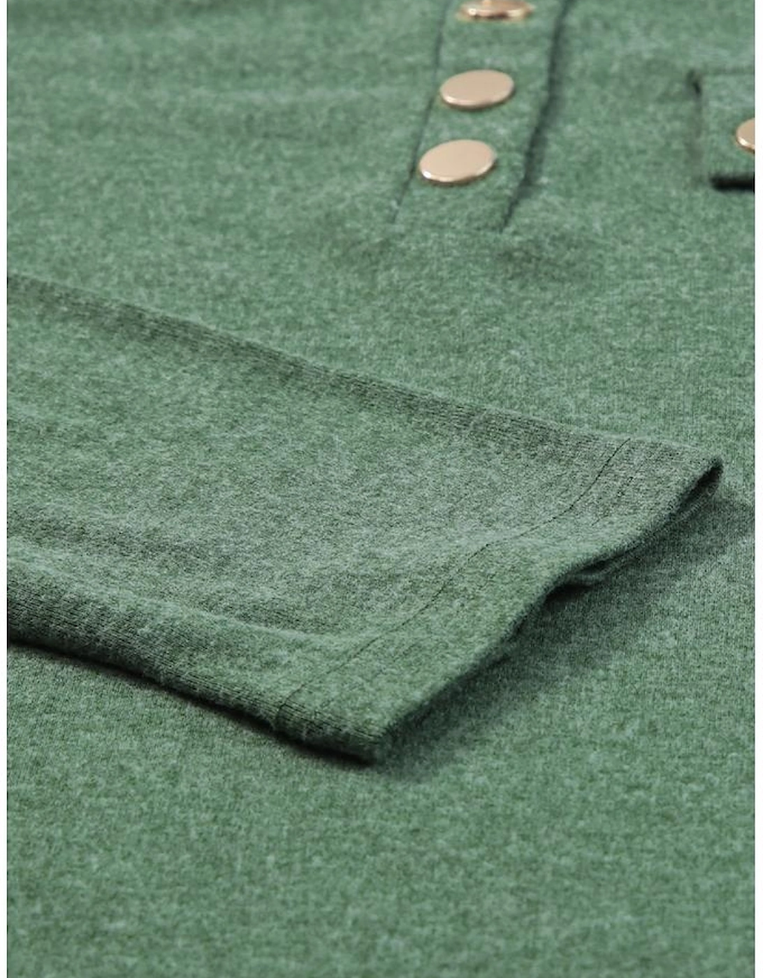 Mist Green Long Sleeve Snap Button Henley Top