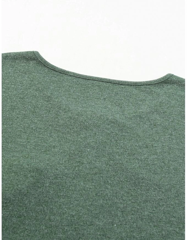 Mist Green Long Sleeve Snap Button Henley Top