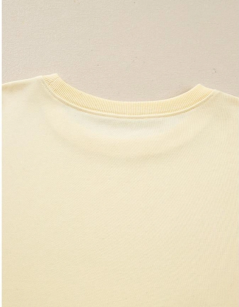 Beige Double Tiered Ruffle Hem Long Sleeve Loose Mini Dress