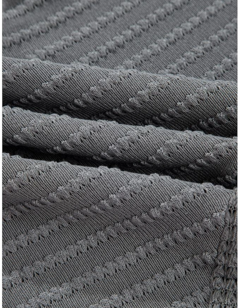 Sleet V Neck Chevron Texture Patchwork Long Sleeve Knit Top