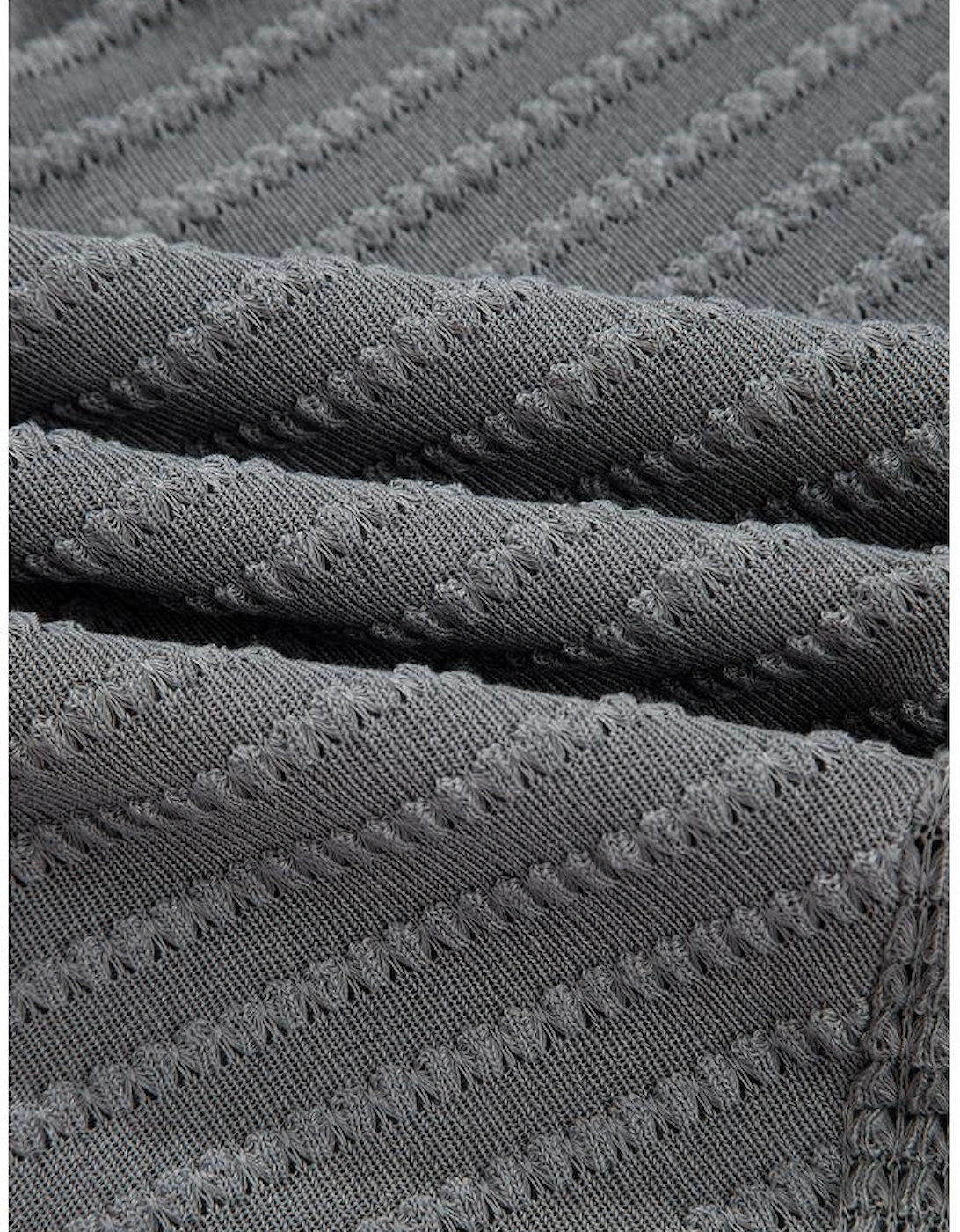 Sleet V Neck Chevron Texture Patchwork Long Sleeve Knit Top