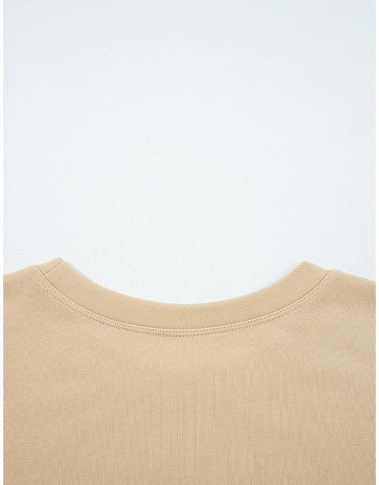 Laurel Green Exposed Seam Contrast Texture Patchwork Plus Size Drop Shoulder Pullover