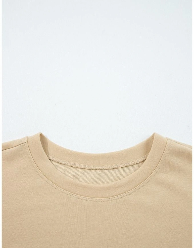 Laurel Green Exposed Seam Contrast Texture Patchwork Plus Size Drop Shoulder Pullover