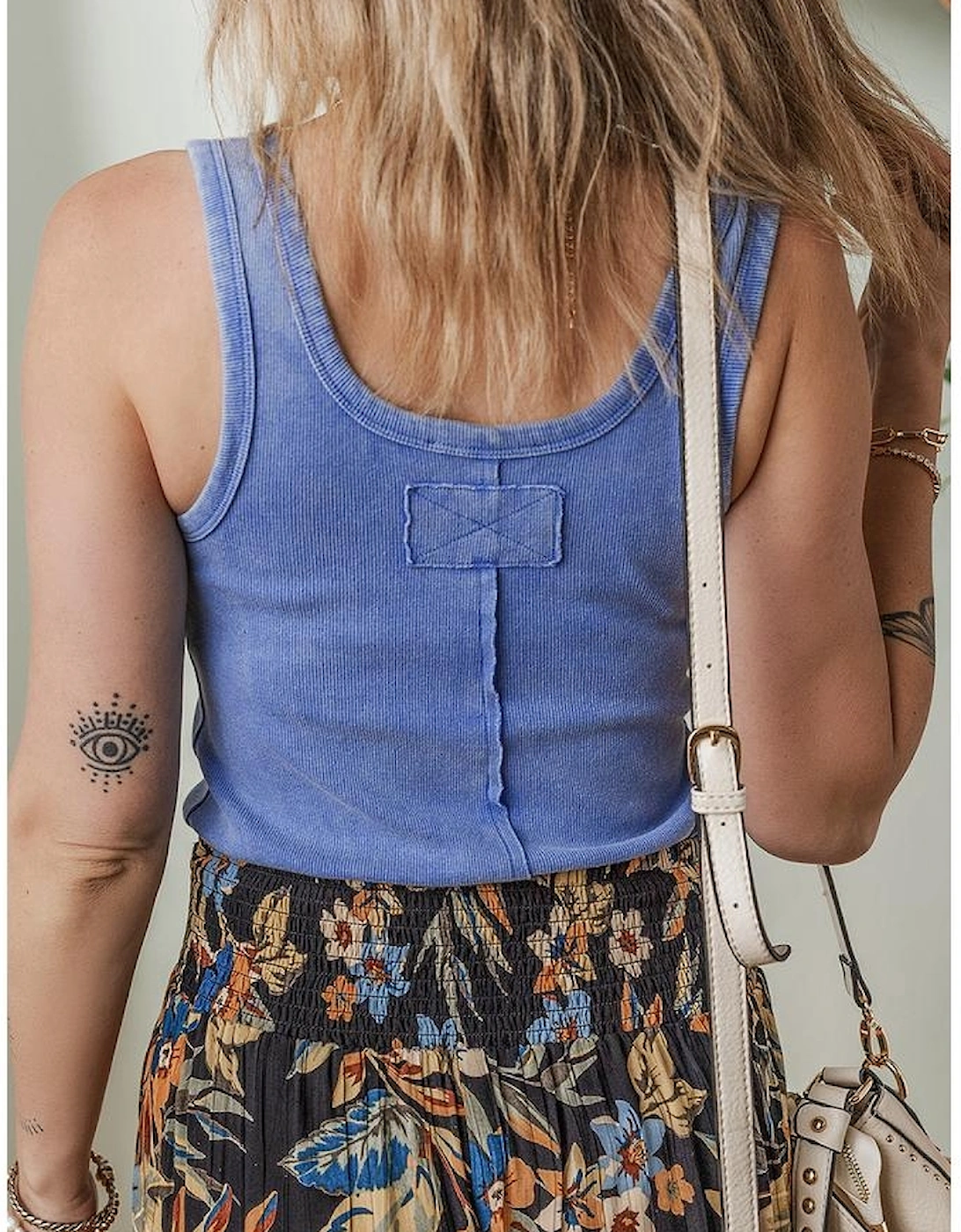 Sky Blue Mineral Wash Ribbed Notch Neck Tank Top, 12 of 11