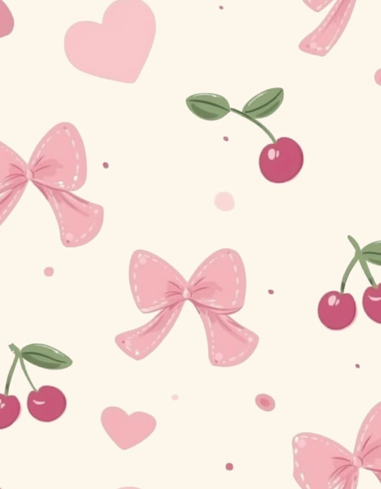 Beige Bow Fruit Print Contrast Pipping Short Pajamas Set