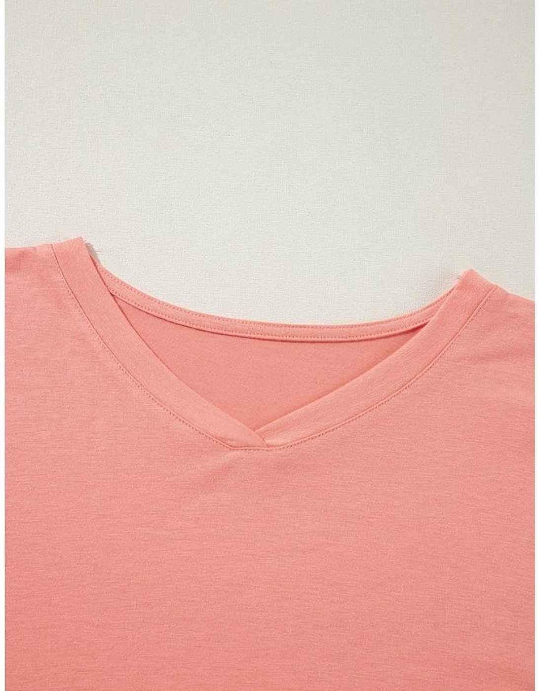 Grapefruit Orange Contrast Color Patchwork Oversized Side Split Top, 12 of 11