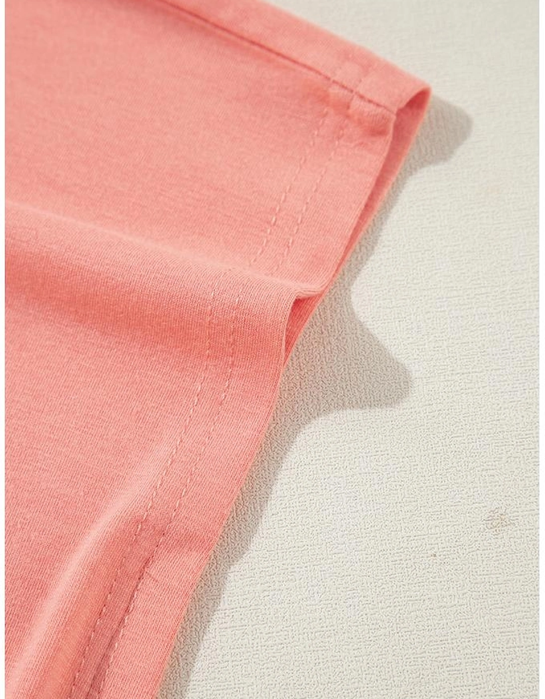 Grapefruit Orange Contrast Color Patchwork Oversized Side Split Top