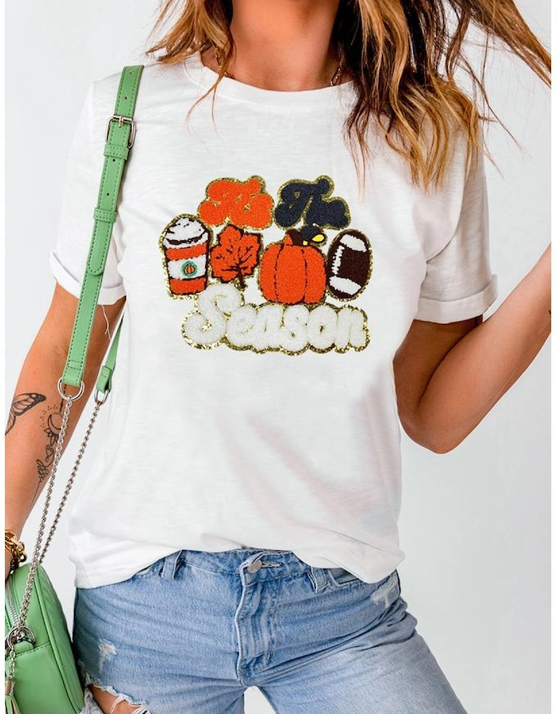White Tis The Season Pumpkin Spice Latte Lover Graphic Crewneck T Shirt