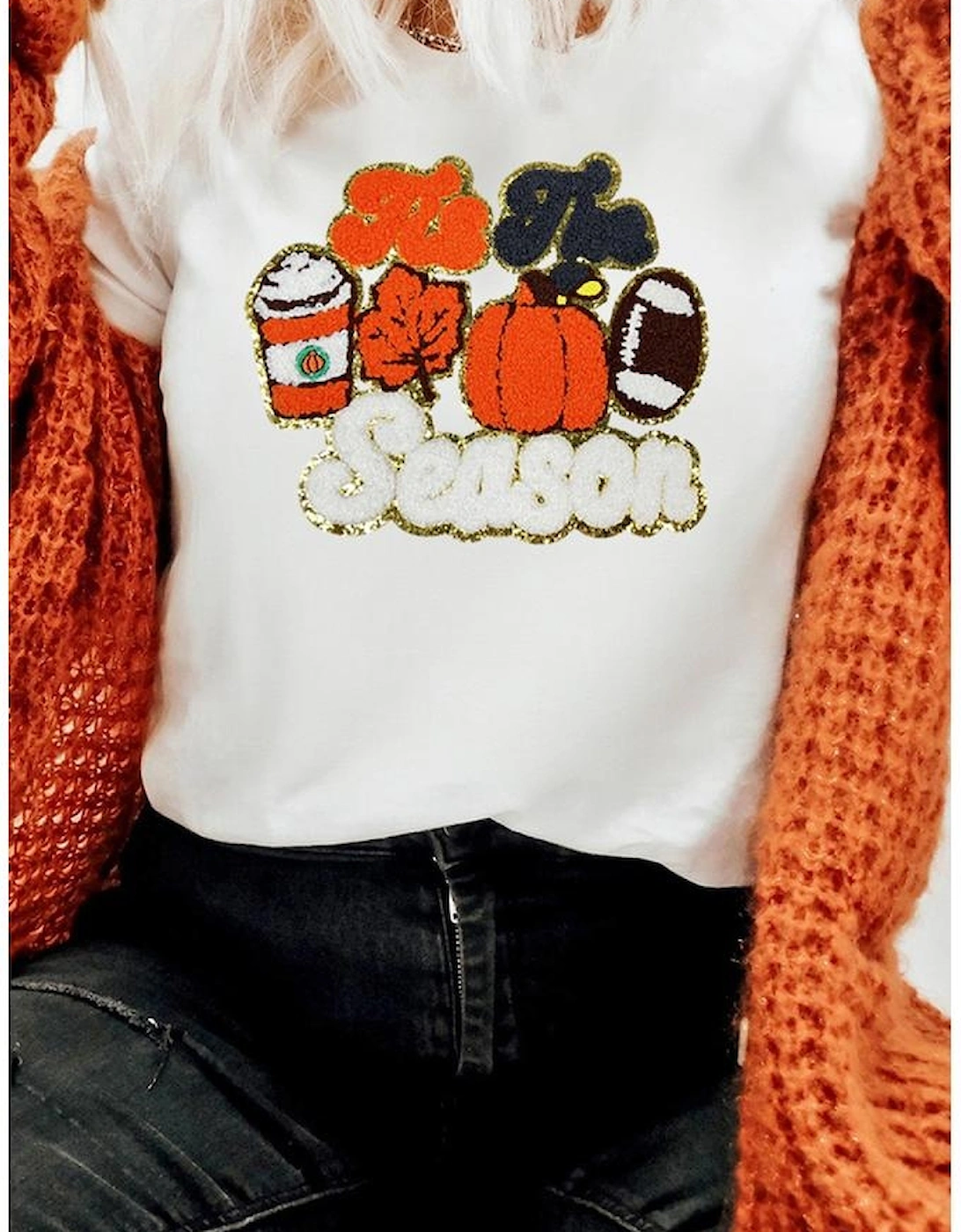 White Tis The Season Pumpkin Spice Latte Lover Graphic Crewneck T Shirt