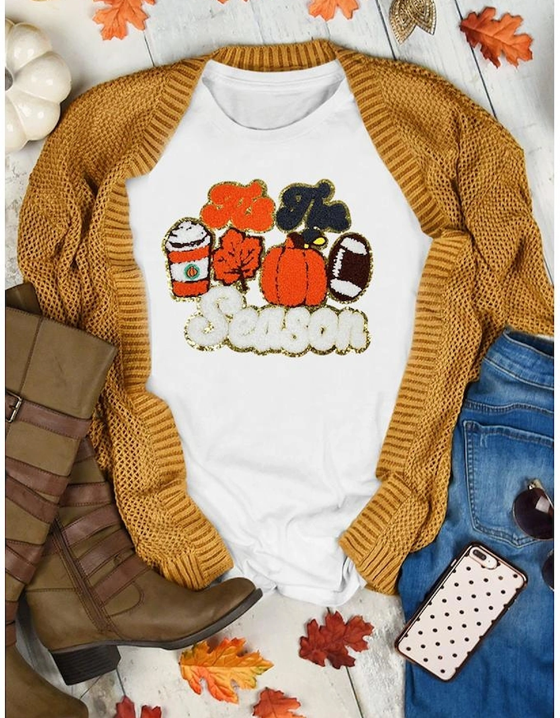 White Tis The Season Pumpkin Spice Latte Lover Graphic Crewneck T Shirt, 8 of 7