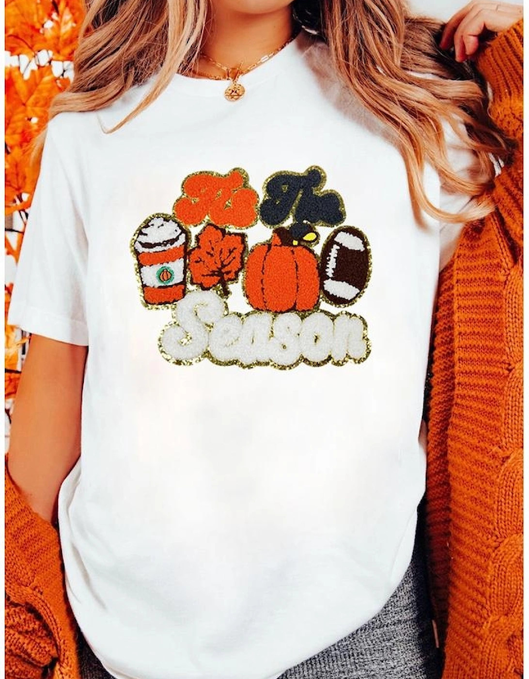 White Tis The Season Pumpkin Spice Latte Lover Graphic Crewneck T Shirt