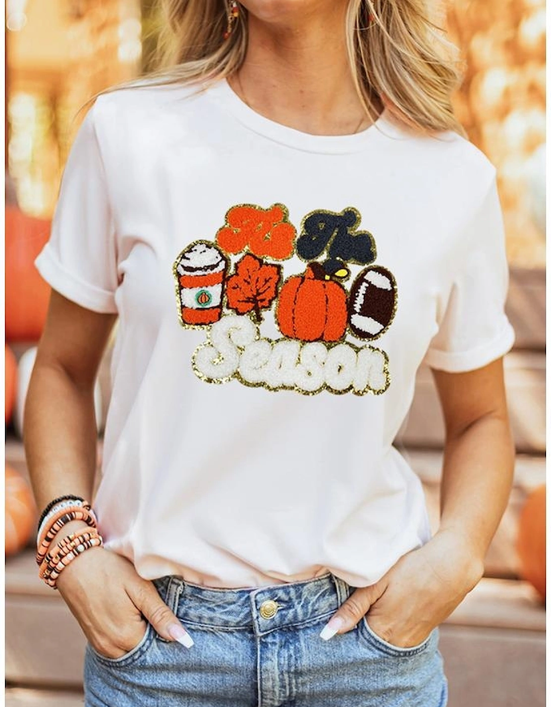 White Tis The Season Pumpkin Spice Latte Lover Graphic Crewneck T Shirt