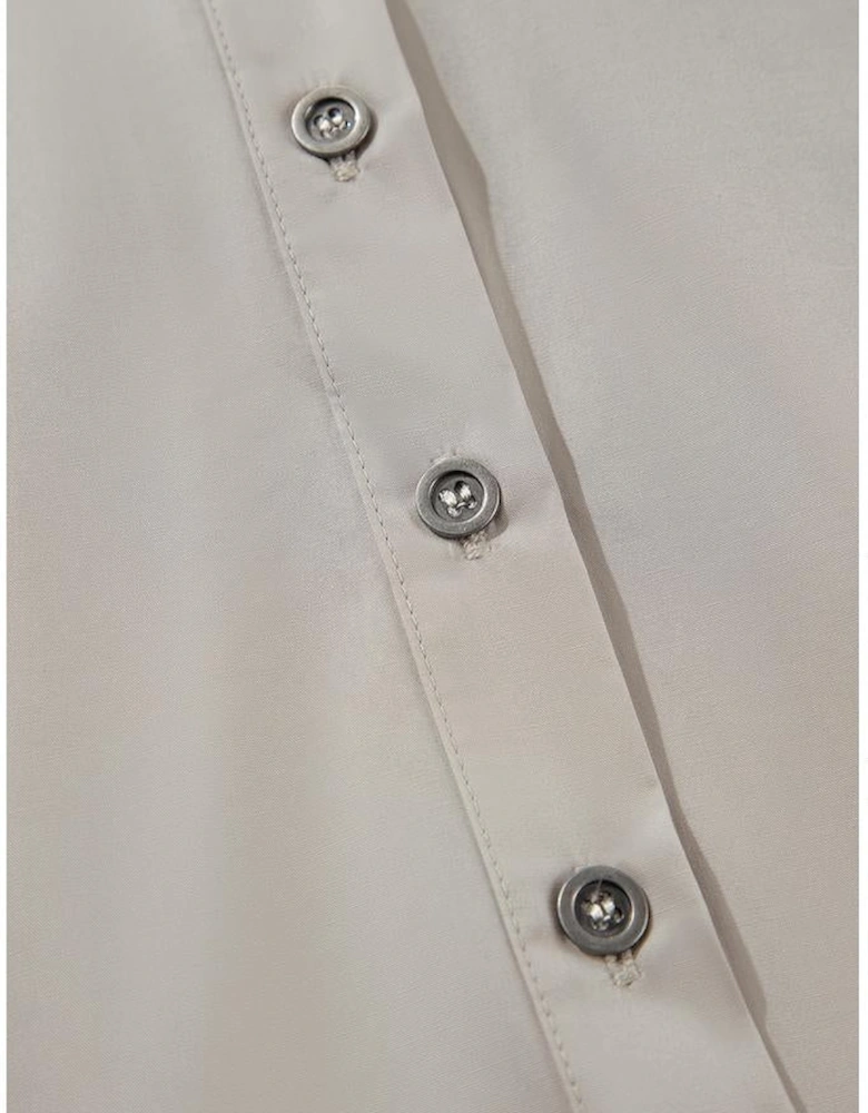 High Solid Color Balloon Sleeve Side Slits Loose Fit Shirt