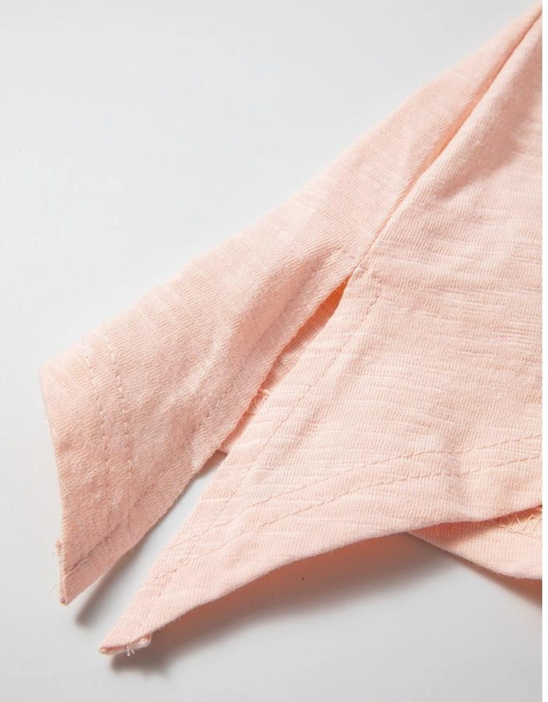 Pink Flower Patchwork Exposed Seam Oversized High Low Top