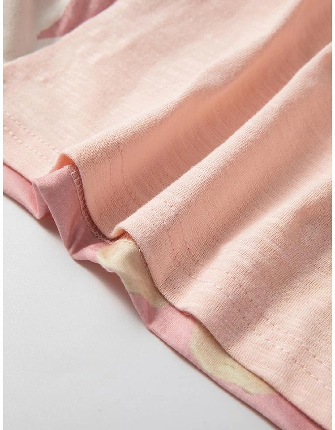 Pink Flower Patchwork Exposed Seam Oversized High Low Top