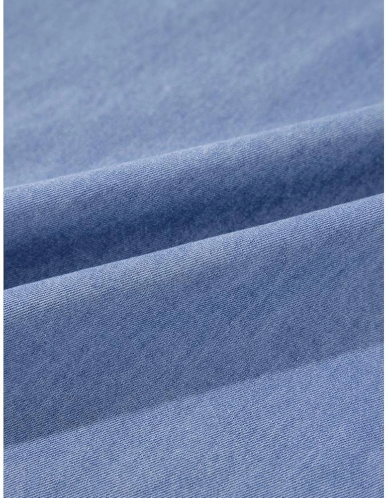 Myosotis Chambray Deep V Neck Bracelet Sleeve Maxi Dress