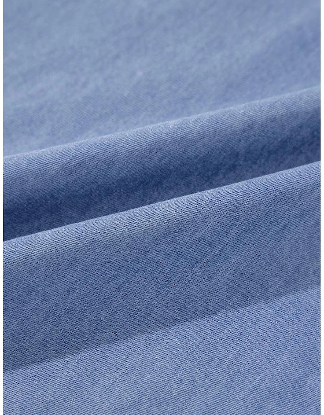 Myosotis Chambray Deep V Neck Bracelet Sleeve Maxi Dress