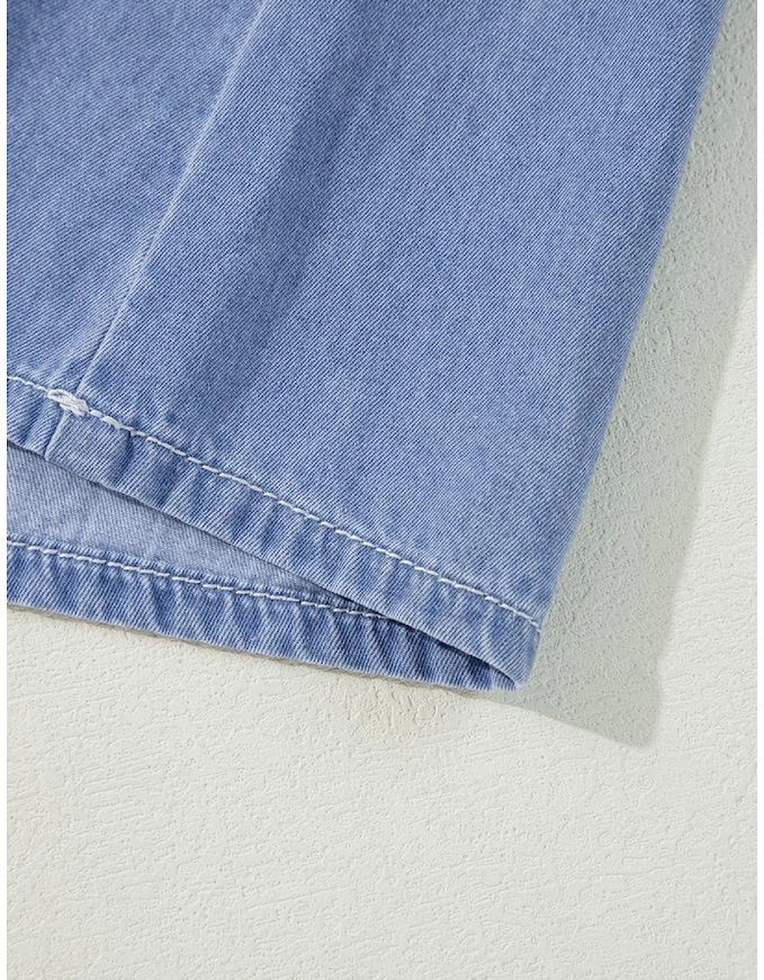 Myosotis Chambray Deep V Neck Bracelet Sleeve Maxi Dress