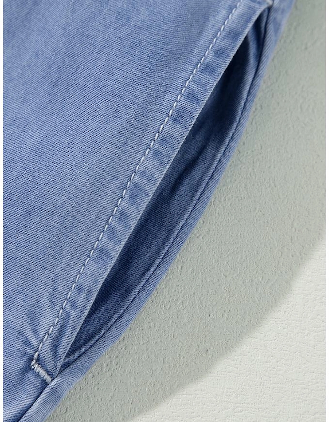 Myosotis Chambray Deep V Neck Bracelet Sleeve Maxi Dress