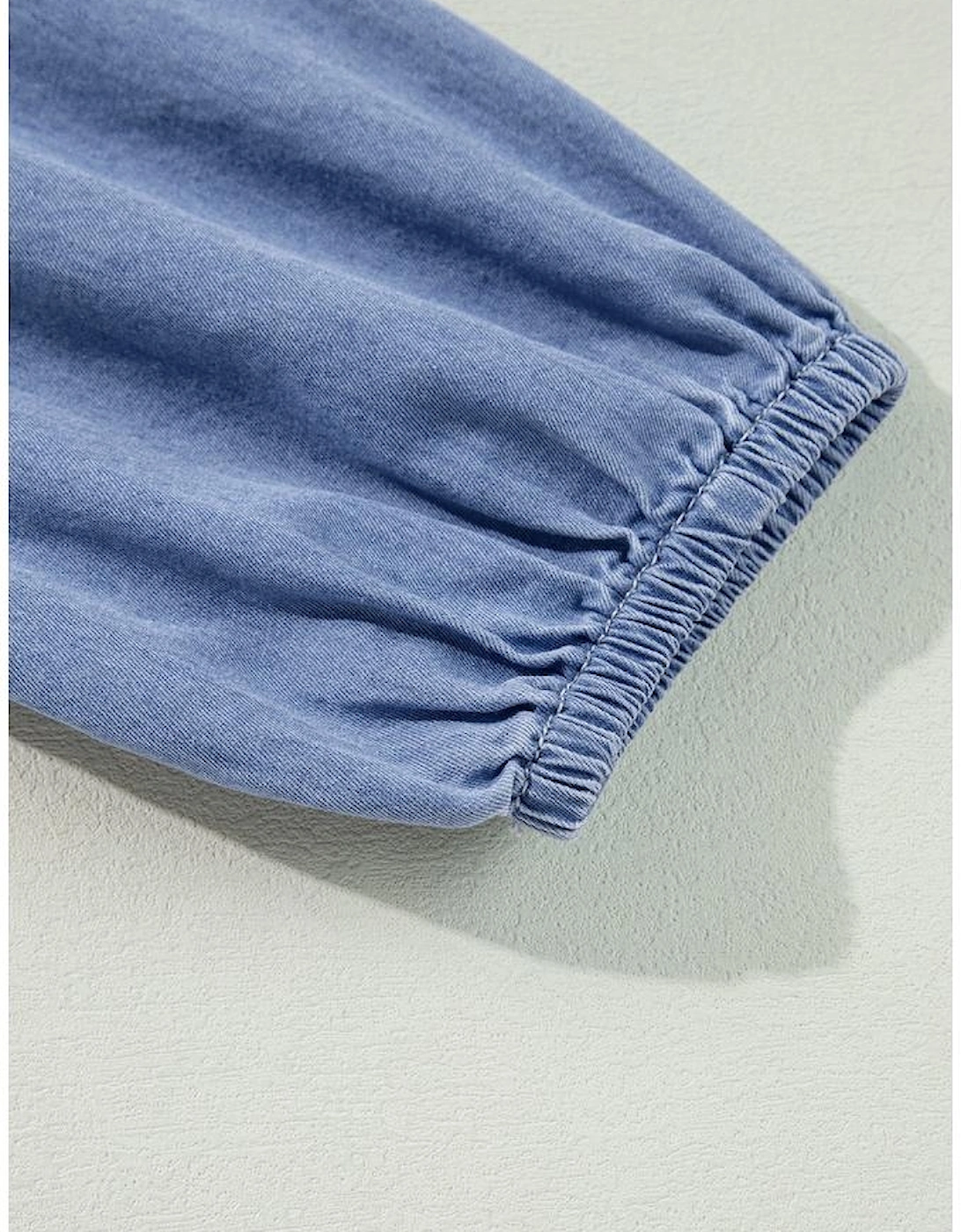 Myosotis Chambray Deep V Neck Bracelet Sleeve Maxi Dress